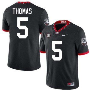 Mens Noah Thomas 100th Anniversary Black Georgia Bulldogs #5 College Football Player Jerseys 864423-348
