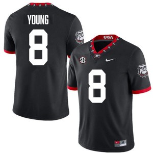 Men Colbie Young 100th Anniversary Black Georgia Bulldogs #8 College Football Limited Jersey 448447-741