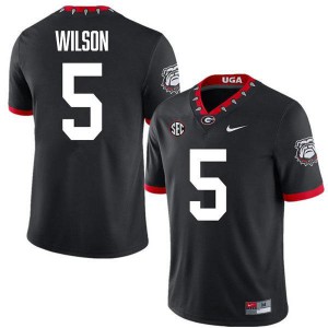 Mens Raylen Wilson 100th Anniversary Black Georgia Bulldogs #5 College Football University Jerseys 683441-828