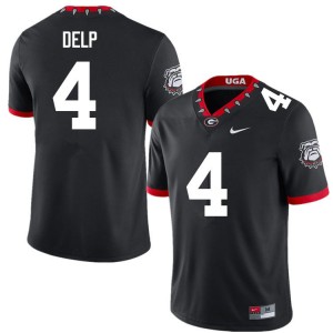 Mens Oscar Delp 100th Anniversary Black Georgia Bulldogs #4 College Football Stitched Jerseys 904995-235