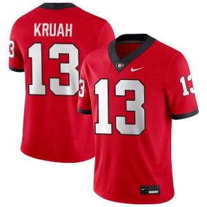 Men AJ Kruah Red Georgia Bulldogs #13 College Football Game Jersey 461752-568