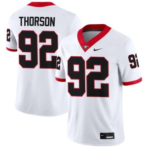 Mens Brett Thorson White Georgia Bulldogs #92 College Football Official Jersey 108488-733