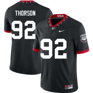 Men's Brett Thorson 100th Anniversary Black Georgia Bulldogs #92 College Football Player Jerseys 601361-285