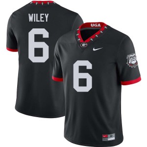 Men CJ Wiley 100th Anniversary Black Georgia Bulldogs #6 College Football University Jersey 620513-959