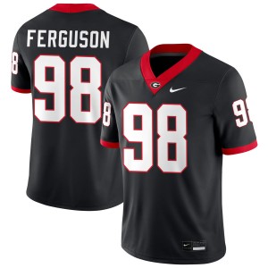 Men's Connor Ferguson Black Georgia Bulldogs #98 College Football Game Jersey 738218-534