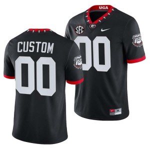 Men's Custom 100th Anniversary Black Georgia Bulldogs #00 College Football Replica Jersey 751656-794