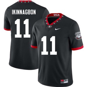 Mens Darren Ikinnagbon 100th Anniversary Black Georgia Bulldogs #11 College Football Player Jersey 861701-698