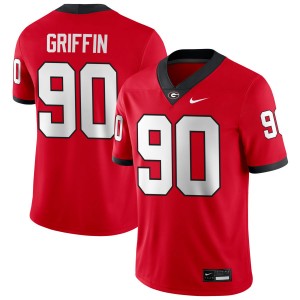 Men Elijah Griffin Red Georgia Bulldogs #90 College Football 2025 Jersey 148175-996