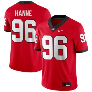 Men JJ Hanne Red Georgia Bulldogs #96 College Football Replica Jersey 431346-900