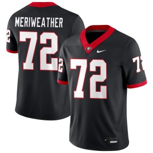 Mens Jamal Meriweather Black Georgia Bulldogs #72 College Football Embroidery Jerseys 610805-231