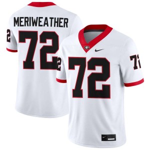 Men's Jamal Meriweather White Georgia Bulldogs #72 College Football NCAA Jersey 220704-438