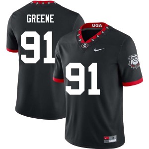 Mens Justin Greene 100th Anniversary Black Georgia Bulldogs #91 College Football NCAA Jerseys 133704-358
