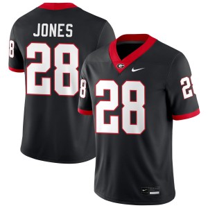 Mens Kris Jones Black Georgia Bulldogs #28 College Football Replica Jersey 820180-349