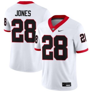 Mens Kris Jones White Georgia Bulldogs #28 College Football Embroidery Jerseys 743752-505