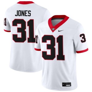 Mens Kyron Jones White Georgia Bulldogs #31 College Football Embroidery Jersey 378912-702