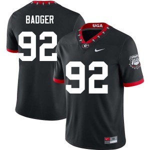 Men Liam Badger 100th Anniversary Black Georgia Bulldogs #92 College Football Game Jerseys 765975-206