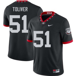 Men's Malachi Toliver 100th Anniversary Black Georgia Bulldogs #51 College Football Replica Jerseys 294831-638