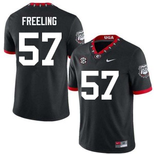 Men's Monroe Freeling 100th Anniversary Black Georgia Bulldogs #57 College Football Limited Jersey 146573-536