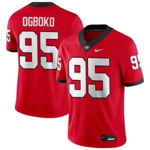 Mens Nnamdi Ogboko Red Georgia Bulldogs #95 College Football Game Jerseys 289286-593