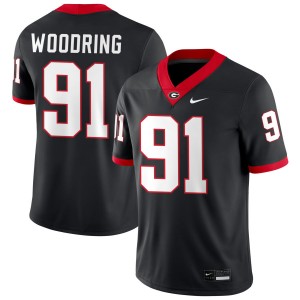 Men Peyton Woodring Black Georgia Bulldogs #91 College Football Stitched Jersey 647781-718
