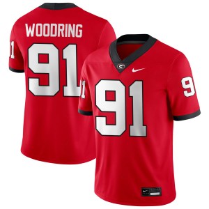 Men's Peyton Woodring Red Georgia Bulldogs #91 College Football University Jerseys 902196-726