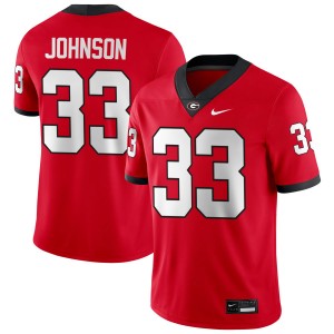 Men's Quintavius Johnson Red Georgia Bulldogs #33 College Football Alumni Jersey 113639-652