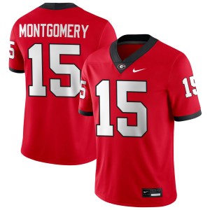 Mens Ryan Montgomery Red Georgia Bulldogs #15 College Football Stitched Jerseys 991762-617