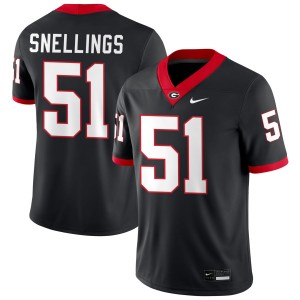 Mens Will Snellings Black Georgia Bulldogs #51 College Football University Jersey 871031-617