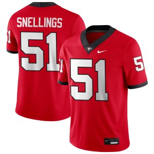 Men's Will Snellings Red Georgia Bulldogs #51 College Football Embroidery Jerseys 838332-948