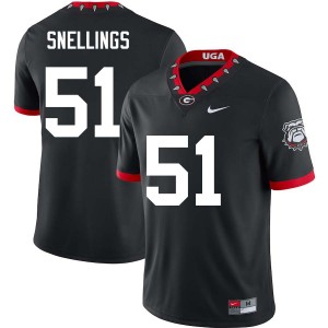 Men's Will Snellings 100th Anniversary Black Georgia Bulldogs #51 College Football Alumni Jersey 824980-330
