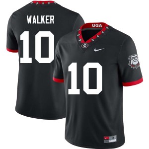 Mens Zayden Walker 100th Anniversary Black Georgia Bulldogs #10 College Football Stitched Jersey 461208-281