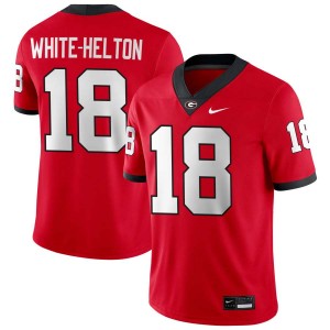 Mens Sacovie White-Helton Red Georgia Bulldogs #18 College Football Official Jersey 991396-796
