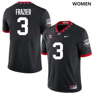Womens Nate Frazier 100th Anniversary Black Georgia Bulldogs #3 College Football Replica Jerseys 516423-687