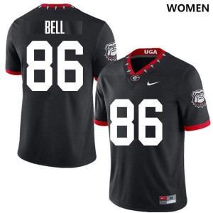 Women Dillon Bell 100th Anniversary Black Georgia Bulldogs #86 College Football Embroidery Jersey 249238-218