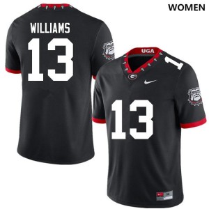 Women Mykel Williams 100th Anniversary Black Georgia Bulldogs #13 College Football Player Jerseys 837931-426