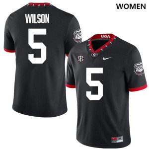 Womens Raylen Wilson 100th Anniversary Black Georgia Bulldogs #5 College Football 2025 Jersey 741983-731