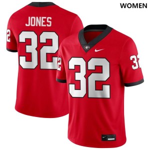 Women Cash Jones Red Georgia Bulldogs #32 College Football NCAA Jersey 408028-796