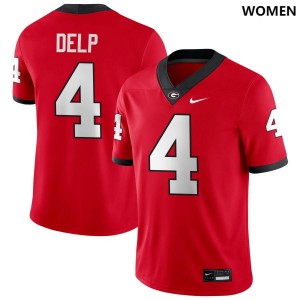 Women Oscar Delp Red Georgia Bulldogs #4 College Football NCAA Jersey 739701-213