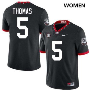 Women's Noah Thomas 100th Anniversary Black Georgia Bulldogs #5 College Football Game Jerseys 197527-110