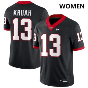 Women AJ Kruah Black Georgia Bulldogs #13 College Football Official Jerseys 354241-421