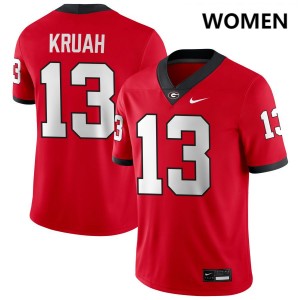Women's AJ Kruah Red Georgia Bulldogs #13 College Football University Jerseys 823093-573