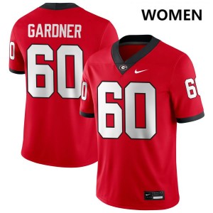 Womens Beau Gardner Red Georgia Bulldogs #60 College Football Official Jersey 806385-482