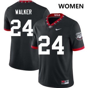 Women Bo Walker 100th Anniversary Black Georgia Bulldogs #24 College Football Game Jersey 964943-306