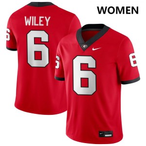 Women CJ Wiley Red Georgia Bulldogs #6 College Football Official Jerseys 145689-931