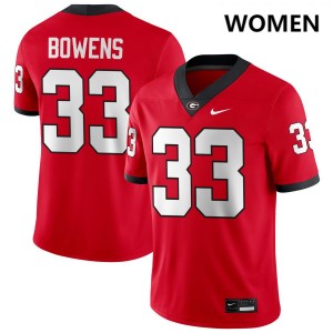Women Chauncey Bowens Red Georgia Bulldogs #33 College Football University Jersey 865455-248