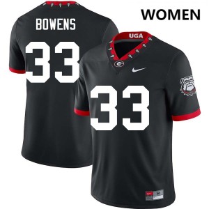 Womens Chauncey Bowens 100th Anniversary Black Georgia Bulldogs #33 College Football High School Jersey 398799-200