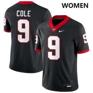 Womens Chris Cole Black Georgia Bulldogs #9 College Football Replica Jerseys 915446-969