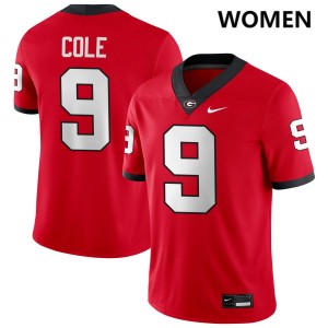 Women Chris Cole Red Georgia Bulldogs #9 College Football Player Jersey 129863-147