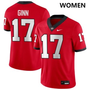 Womens Colter Ginn Red Georgia Bulldogs #17 College Football Replica Jersey 883255-218