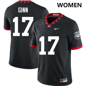 Women's Colter Ginn 100th Anniversary Black Georgia Bulldogs #17 College Football Game Jerseys 356887-758